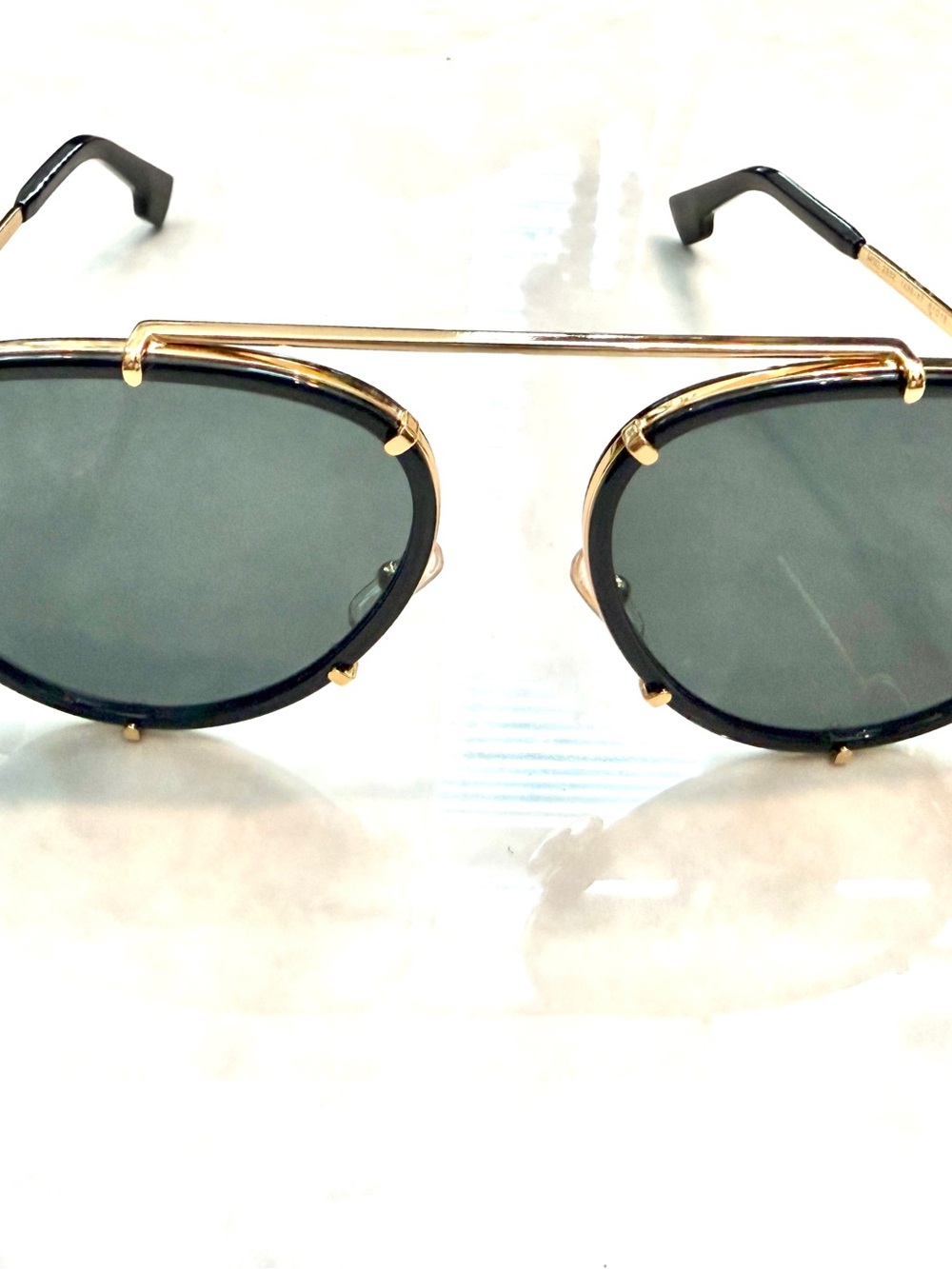 Versace Black and Gold Round Aviator Sunglasses